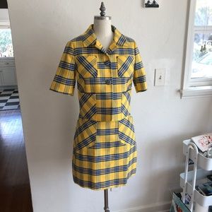 RARE! Designer 2 Piece Plaid Jacket and Skirt Suit